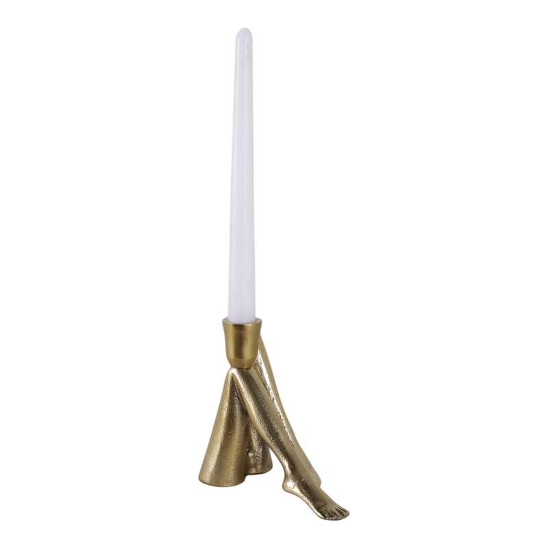 Metal Bent Legs Modern Taper Candle Holder - Gold