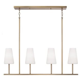 42" W x 15" H 4-Light Modern Linear Chandelier with Tapered Soft White Glass