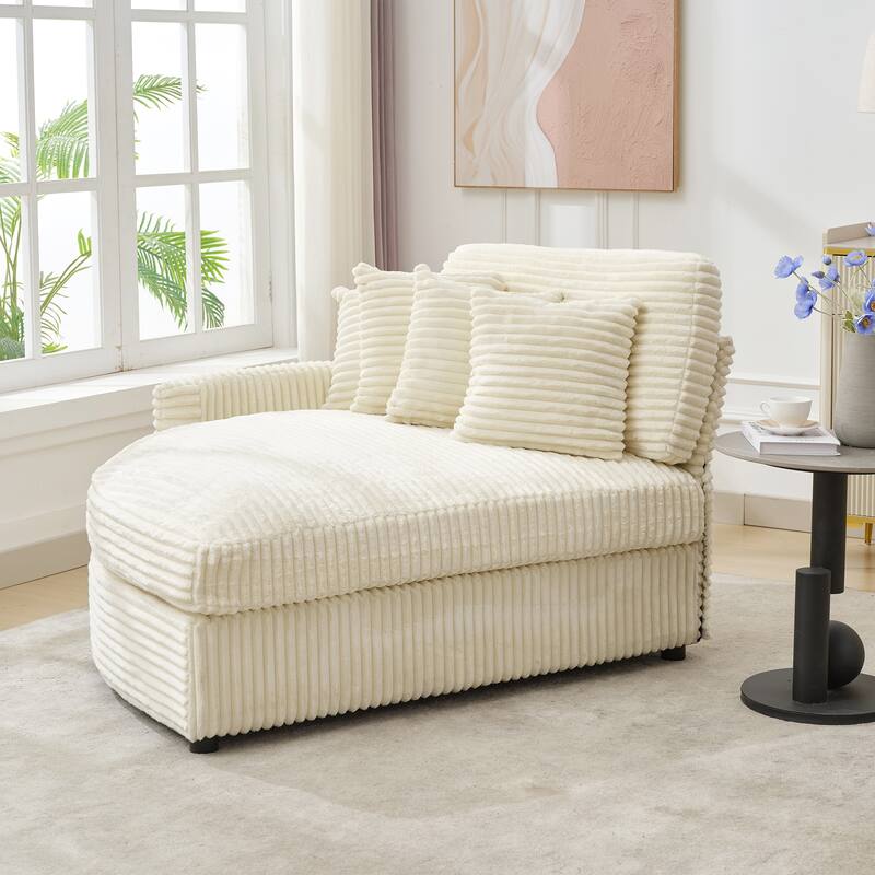 Oversized Fan-shaped Corduroy Couch, 2-piece Sectional Sofa with 4 & 8 Throw Pillows