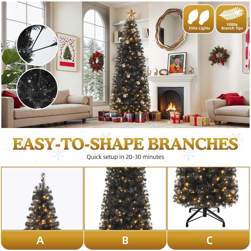 6/7.5FT Halloween Black Spruce Artificial Christmas Tree