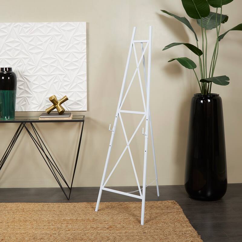 White Metal Tall Adjustable 3 Tier Display Easel with Chain Support - White