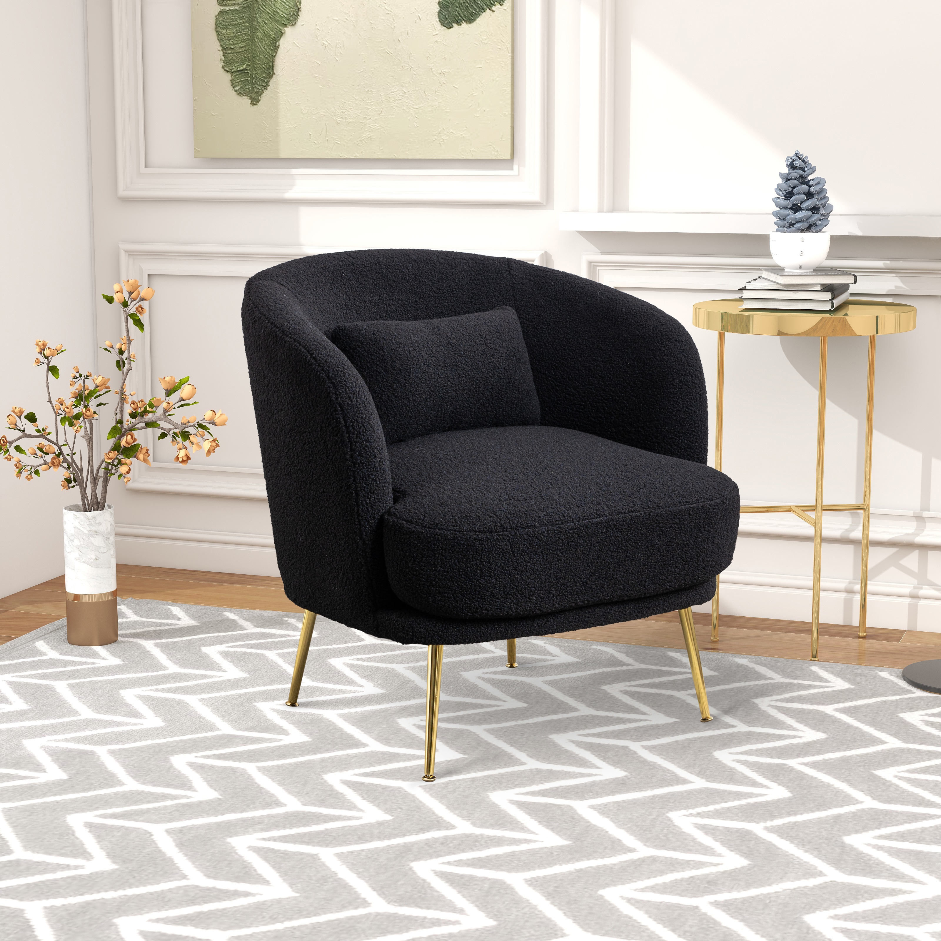 Black accent chair with gold legs clearance