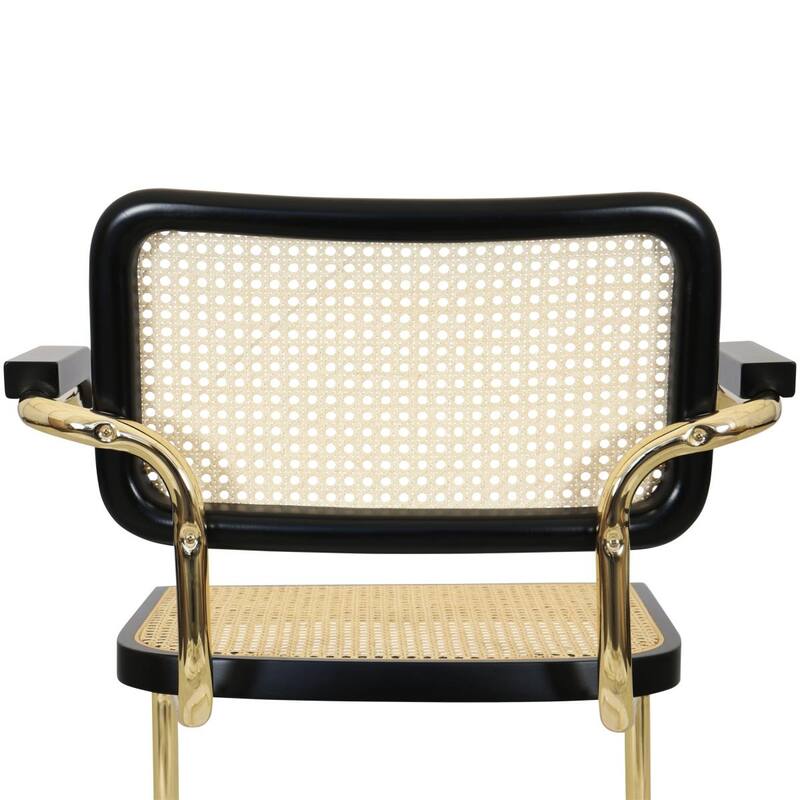 Breuer Chair Company Marcel Breuer Cesca Cane Cantilever Armchair Arm Chair w/ Brass Steel Frame (Various Wood & Cane Colors)
