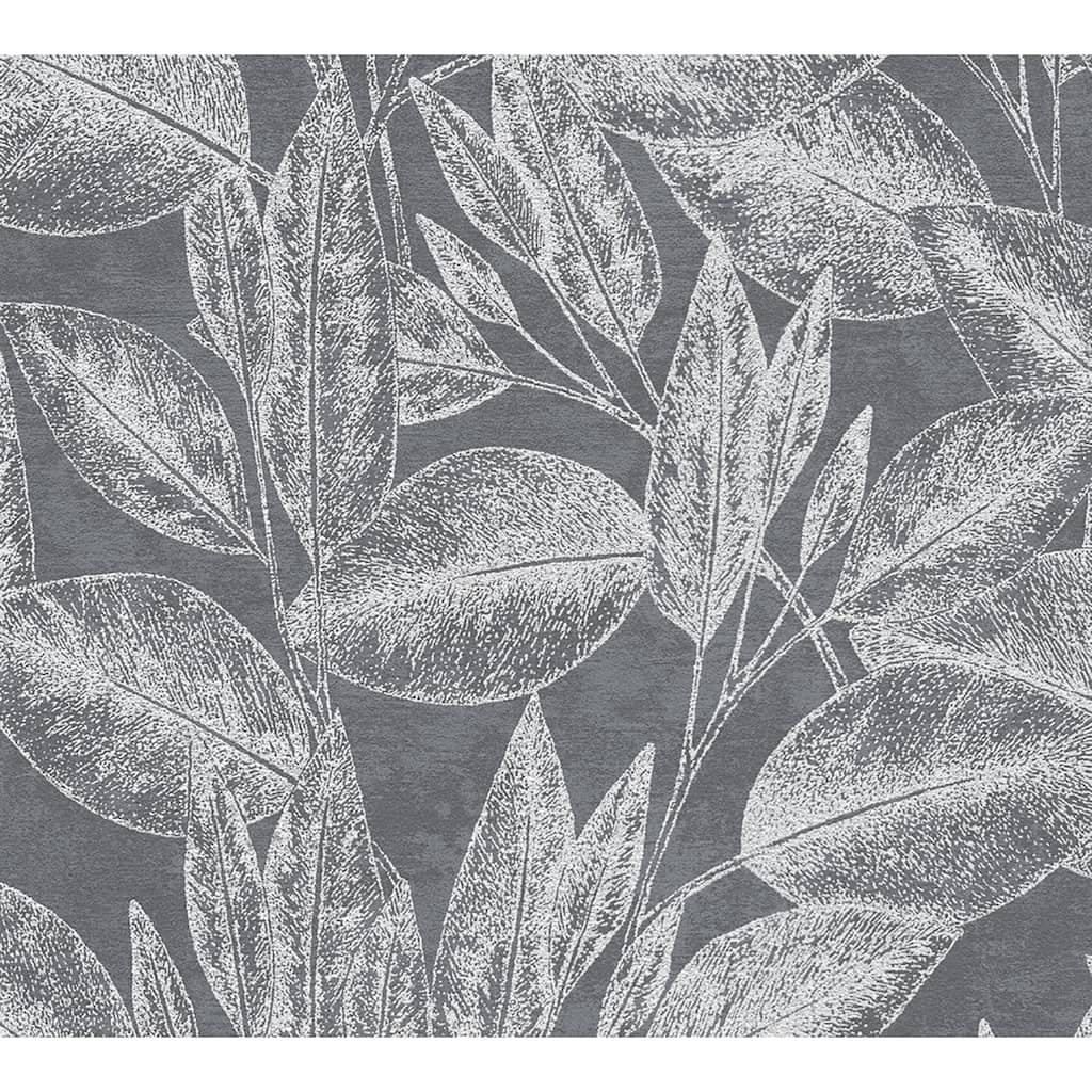 Advantage Suki Grey Leaves Wallpaper - 20.9in x 396in x 0.025in - 20.9in x 396in x 0.025in