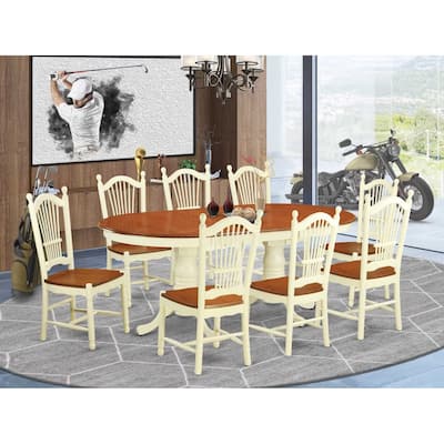 Kitchen Dinette Set with Chairs - Dining Table Set for 8 - Rubber Wood Table & Chairs