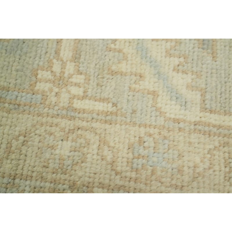 Vegetable Dye Wool Oushak Turkish Area Rug, Floral Geometric Carpet - 12' 1'' X 9' 0''