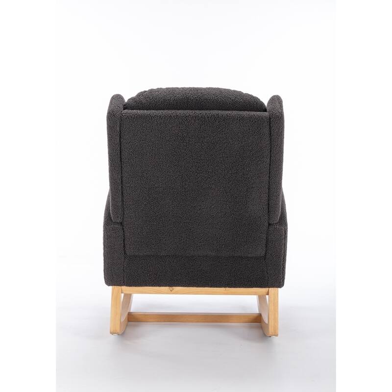Modern Teddy Fabric Rocking Chair With Packet Wood Leg