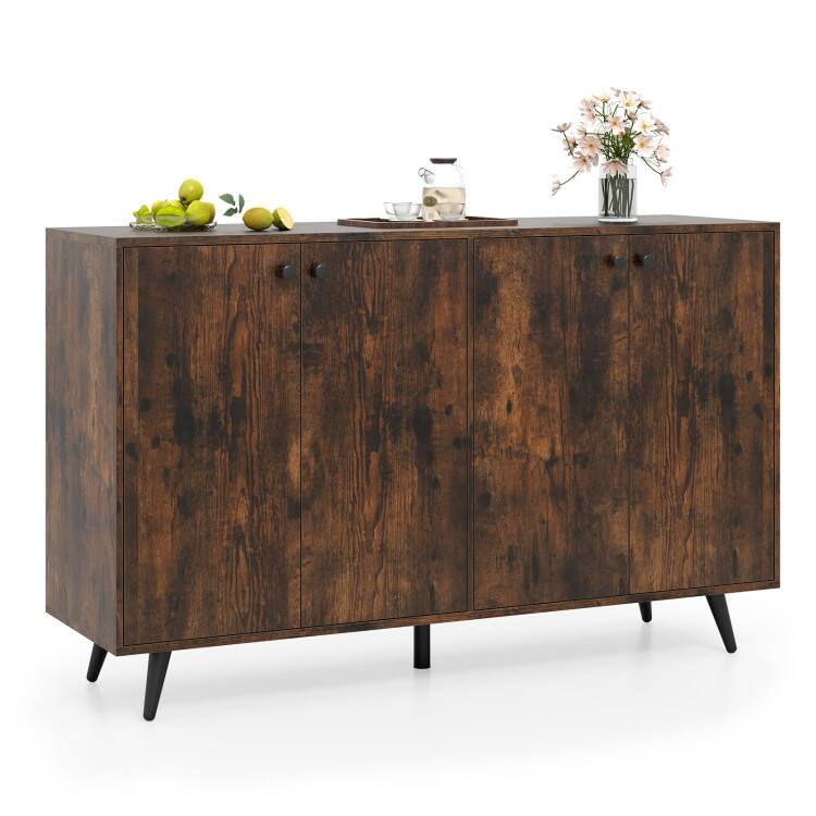 Buffet Sideboard with Adjustable Shelves 4 Doors and Modern Design - 50" x 15" x 31.5"