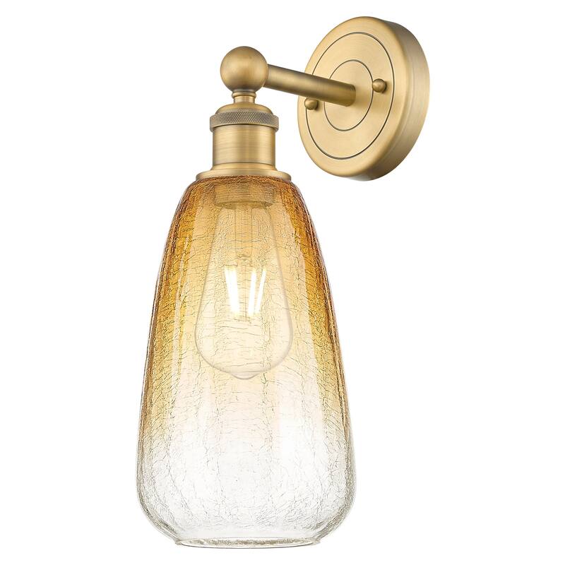 Innovations Lighting 616-1W-16-6 Brookhaven Almond Sconce Brookhaven - Brushed Brass / Amber