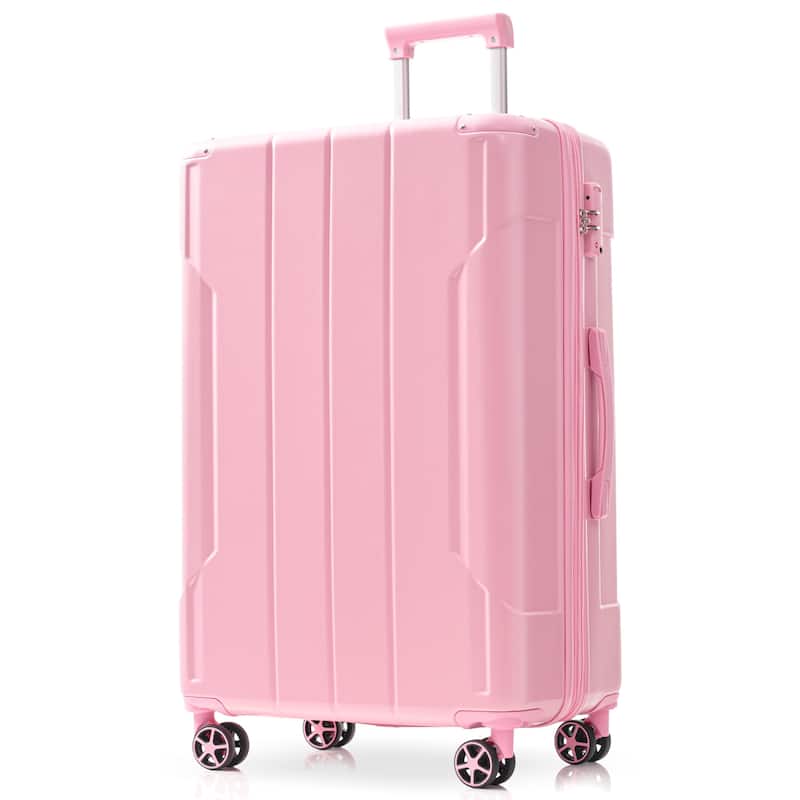 Hardshell Luggage, Lightweight Durable ABS Suitcases with Double Wheels - Pink