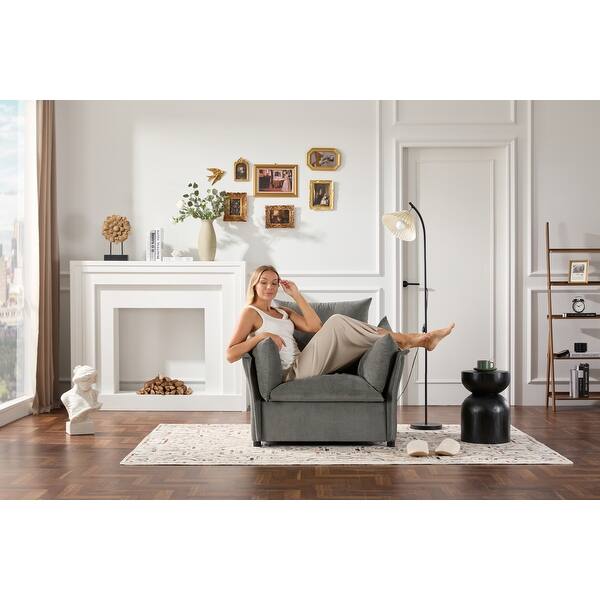 slide 2 of 8, Modern Style Chenille Oversized Armchair Accent Chair Single Sofa Lounge Chair for Living Room, Bedroom DARK GREY
