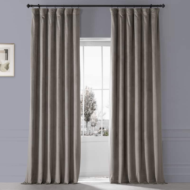 Exclusive Fabrics Signature Plush Velvet Hotel Blackout Curtains (1 Panel) - Luxury Soft Drapery for Light Control & Elegance - 50 X 84 - Library Taupe