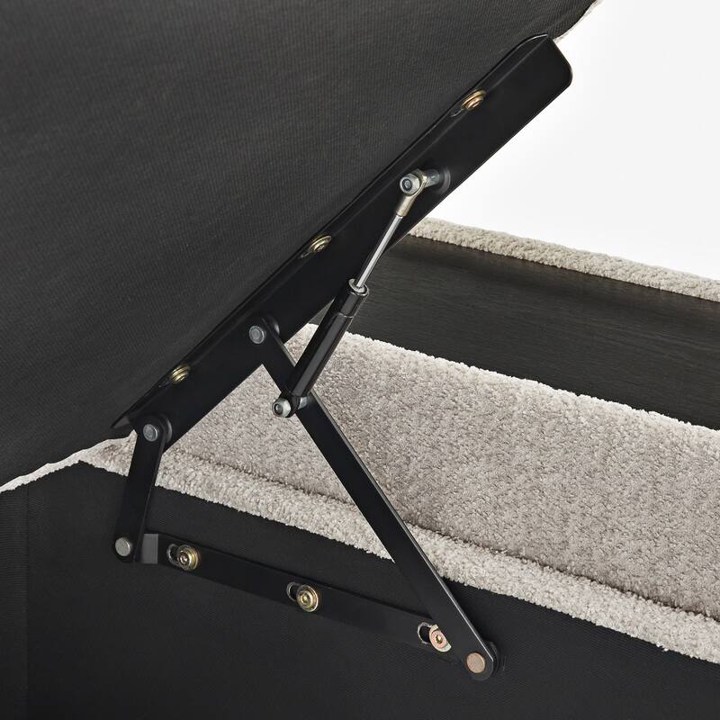 Sebastopol Boucle Fabric Storage Ottoman With Table and Casters by iNSPIRE Q Modern