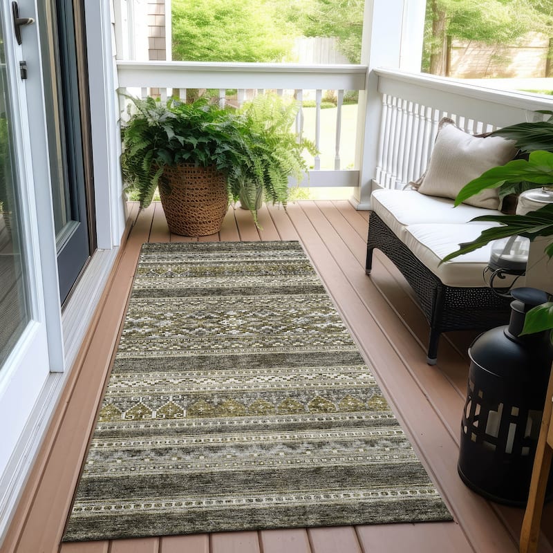 Machine Washable Indoor/ Outdoor Chantille Boho Tribal Rug