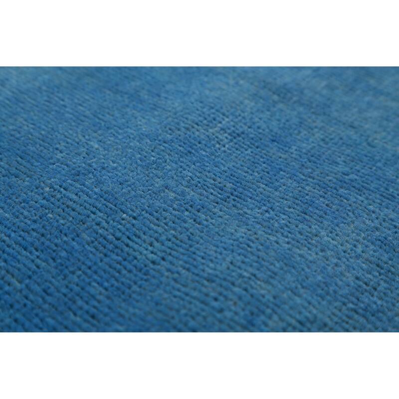 Hand Knotted Oriental 100% Wool Carpet Modern Solid Navy Blue & Blues Gabbeh Area Rug - 10' 0'' X 5' 3''