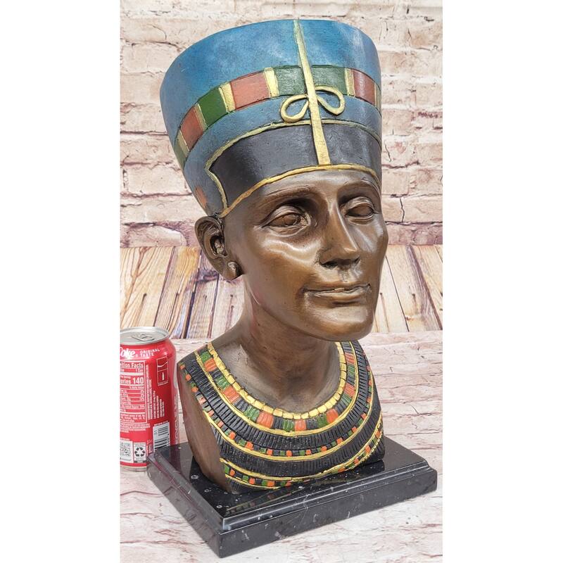 Nefertiti Collectible Bronze Sculpture Egypt Art Bust Art Nouveau Marble Figure