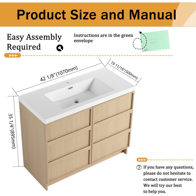 Malwee 36"/42"/48" FreeStanding Bathroom Vanity with Sink