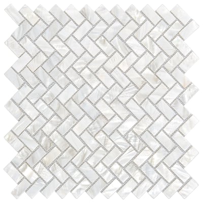 Herringbone Mother of Pearl Tile for Kitchen Backsplash,12''x12'',10-Piece