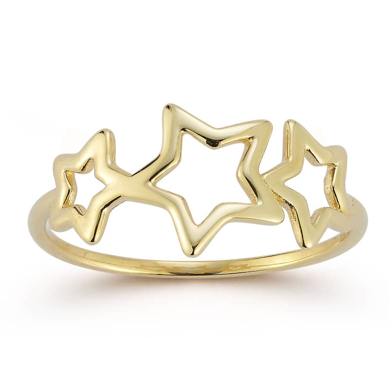 Soleil 14K Gold Triple Open Star Ring