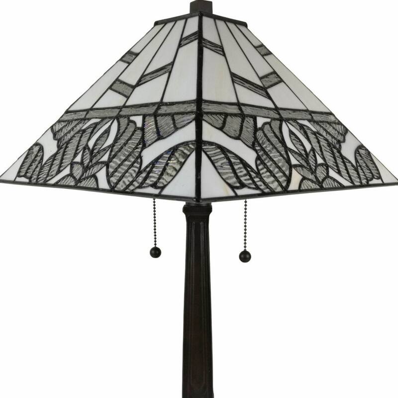 22" Dark Brown Metal Two Light Candlestick Table Lamp With White Shade - 11" x 21" x 22"