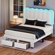 preview thumbnail 19 of 22, Adjustable Headboard Lamb Wool Bed Frame with Drawer and Charging Station & LED Lights