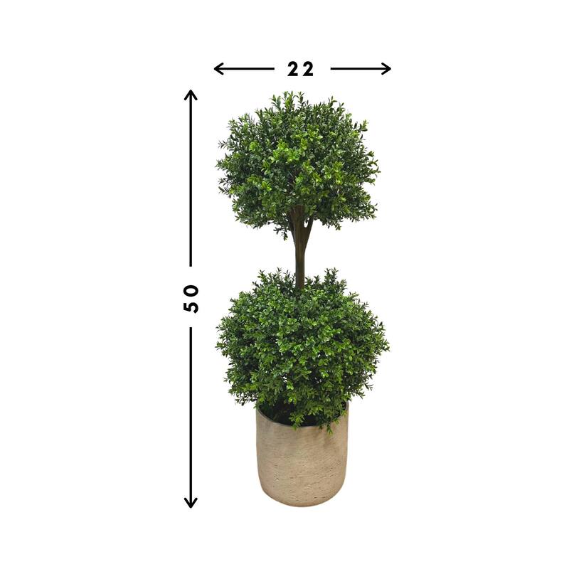 5 ft UV Rated Outdoor Boxwood Topiary in a Fiberstone Pot - Green