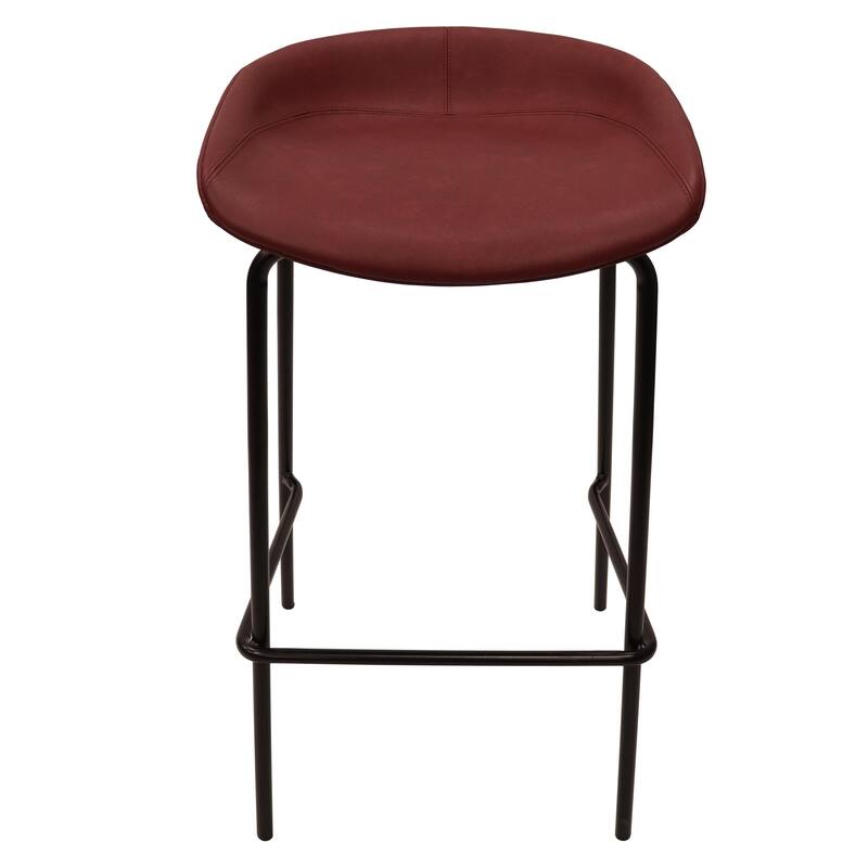 Leather Barstool with Powder-Coated Iron Frame Servos Series