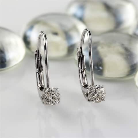 Auriya 14k Gold 1/2 Carat TDW Diamond Lever back Dangle Earrings