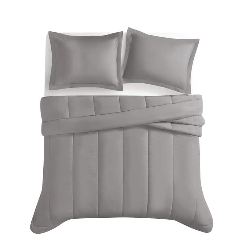 Brooklyn Loom Solid Cotton Percale Comforter Set