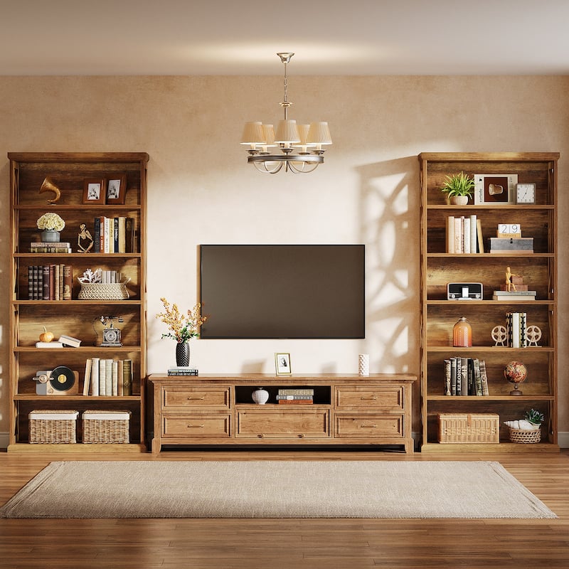 Freestanding Bookshelf, Wood Bookcase, Display Shelves Home Office Living Room Bedroom Storage