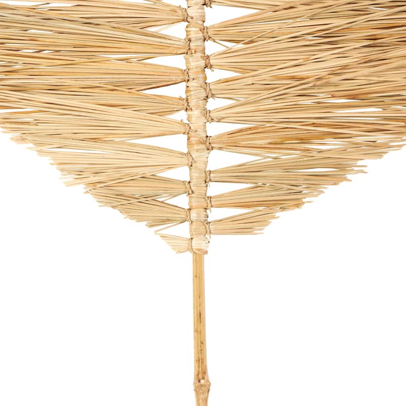 Bamboo Wood Leaf Handmade Tall Tassel Palm Leaf Fan Stick Home Decor Natural Foliage - Set of 3 Light Brown - Roche River Decor