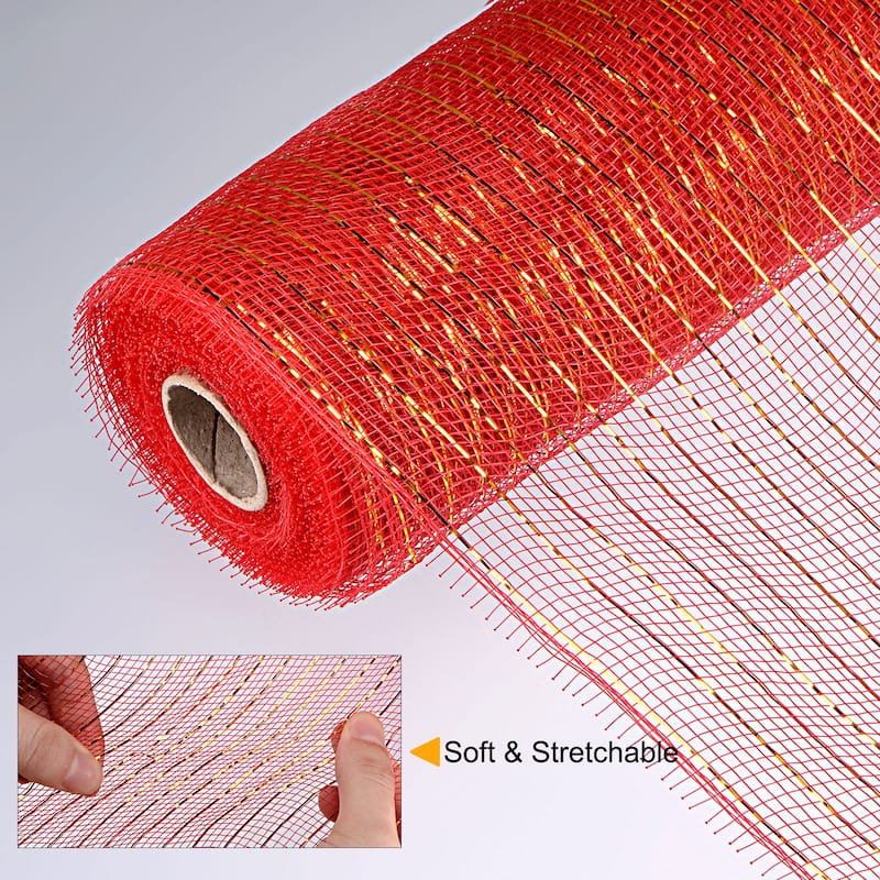 1 Roll PP Burlap Mesh 10" x 10 Yard Tinsel Foil Stripe Wrapping Ribbon