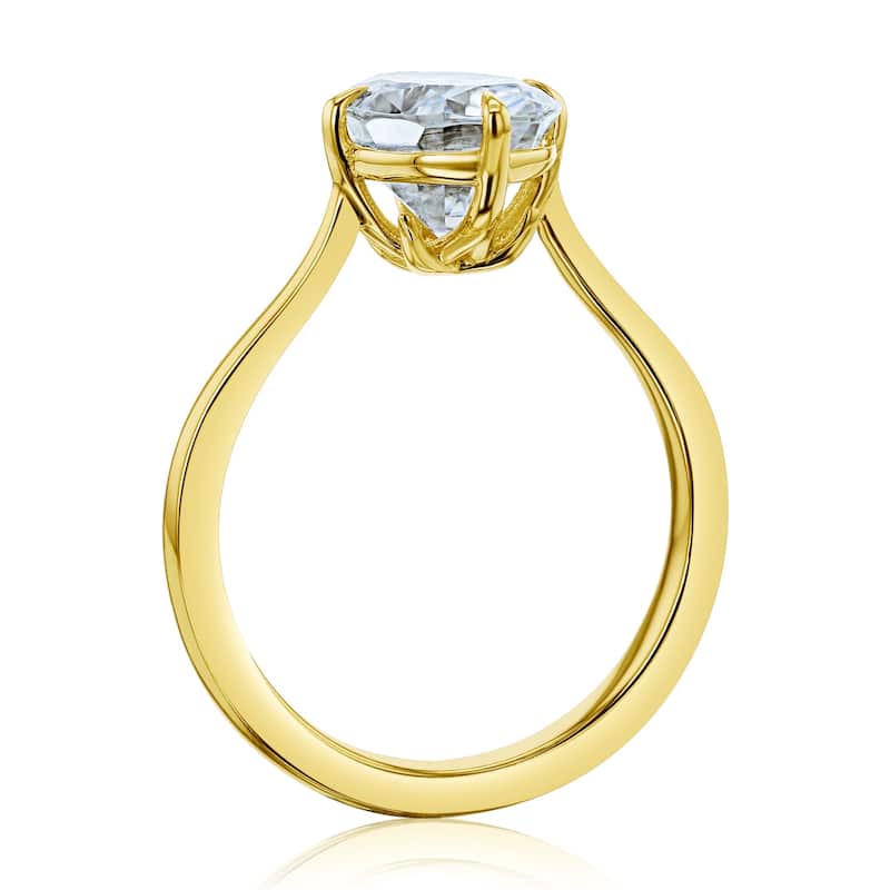 Kobelli 2 Carat Oval Lab Grown Diamond Certified 14k Solid Gold Solitaire Compass Oia (ee-ah) Ring