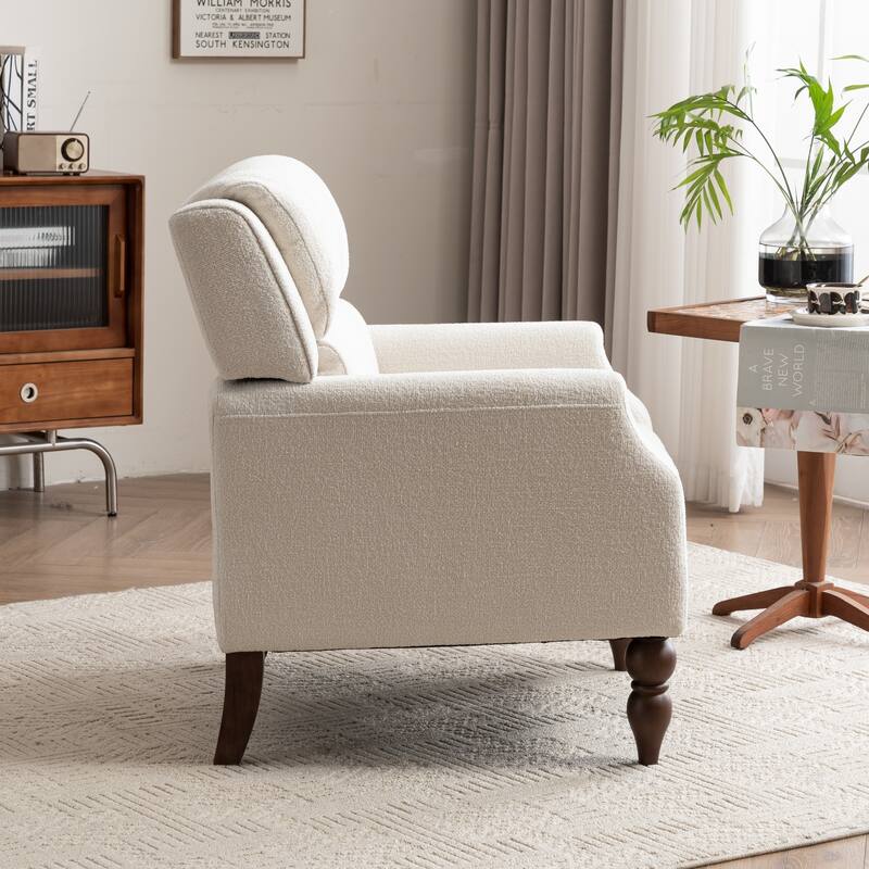 Upholstered Armchair With Wood Legs, Accent Chair