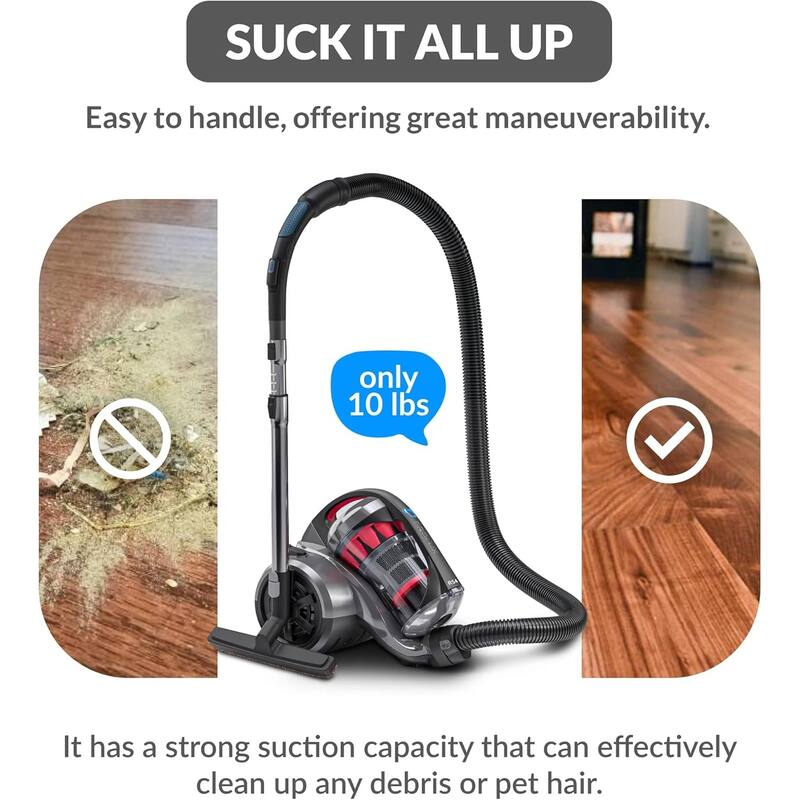 Prolux RS4 Lightweight Bagless Canister Vacuum with Dual HEPA Filtration Premium Button Lock Tools and Automatic Cord Rewind