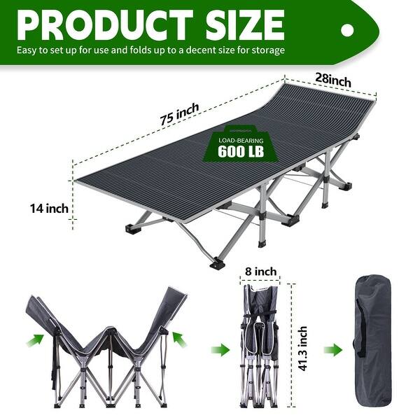 Folding Camping Cots for Adults Heavy Duty Cot with Mattress, Portable Sleeping Cot Bed with