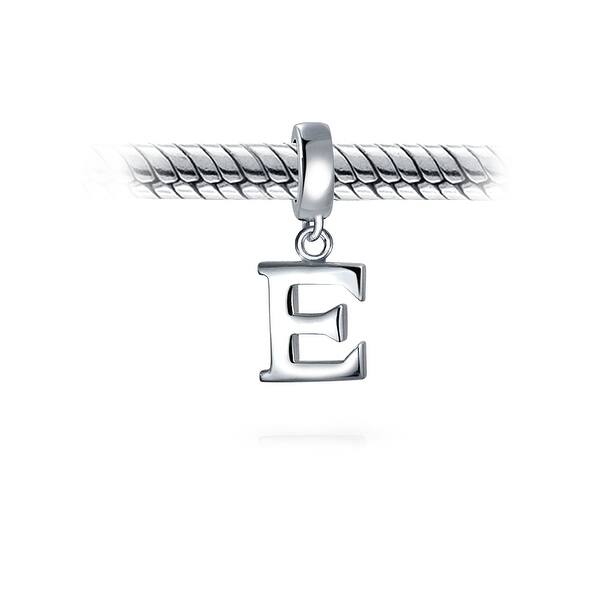 Shop Bling Jewelry 925 Sterling Silver Alphabet Block Letter E Dangle Bead Overstock 17989487