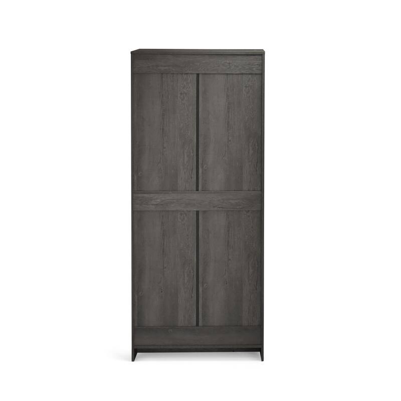 2-Door Wardrobe with Hanging Rods and Shelves - Spacious Bedroom Armoire Clothes Storage Cabinet, Folding Area and Hanging Area