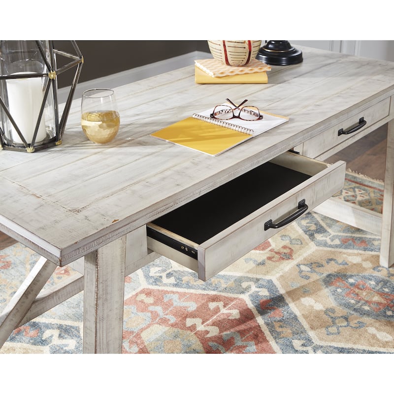 Signature Design by Ashley Carynhurst White Home Office Desk and Storage