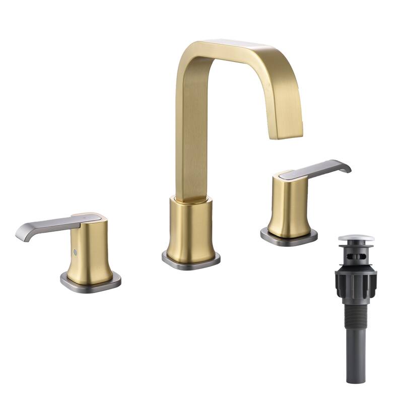8 Inch Widespread Bathroom Faucet with Pop-up Drain Assembly 3 Holes Brass Modern Bathroom Sink Vanity Basin Faucets