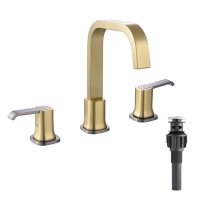 8 Inch Widespread Bathroom Faucet with Pop-up Drain Assembly 3 Holes Brass Modern Bathroom Sink Vanity Basin Faucets