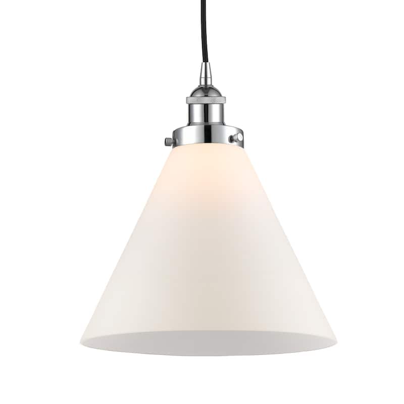 Innovations Lighting 616-1PH-15-12-L Cone Pendant Cone 12" Wide - Polished Chrome / Matte White