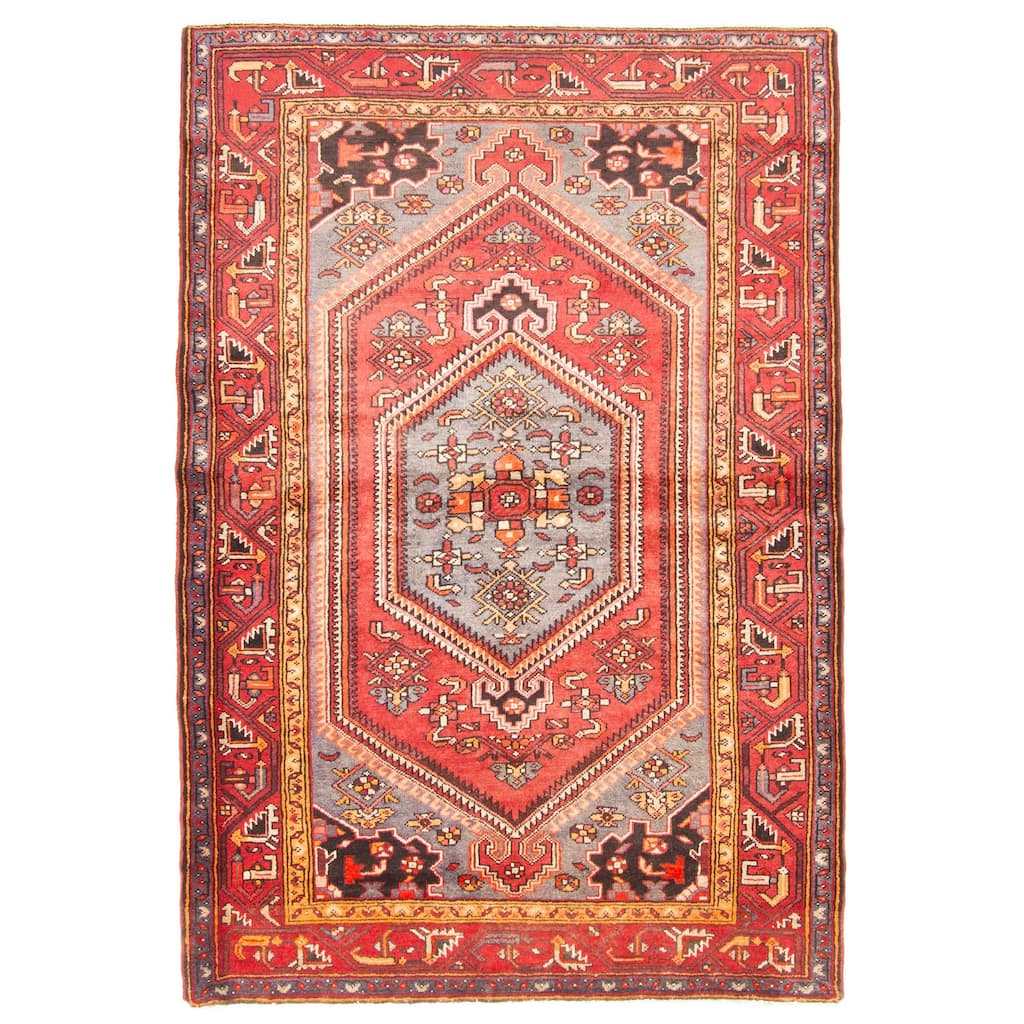 ECARPETGALLERY Hand-knotted Andelz Red Wool Rug - 4'8 x 6'11