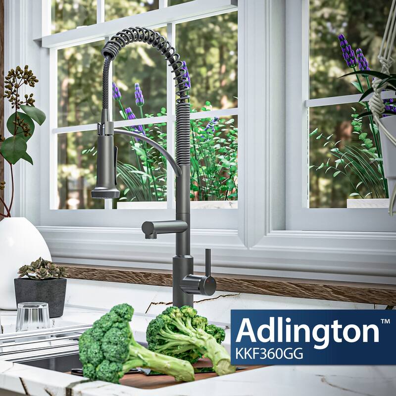 Karran Adlington KKF360 Single Handle Pull Down Sprayer Kitchen Faucet with Pot Filler