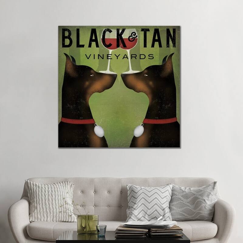 iCanvas "Black & Tan Vineyards (Doberman Pinschers)" by Ryan Fowler Canvas Print