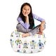 preview thumbnail 44 of 187, Kids Bean Bag Chair Cover Stuffed Animal Storage or Toy Organizer 27 Inch Medium - Canvas Robots on White
