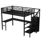 preview thumbnail 32 of 74, Kids Loft Bed Metal Frame Bed with Wardrobe, L-shaped Desk and Storage Stairs, High Loft Bed with LED, USB and Adjustable Shelf