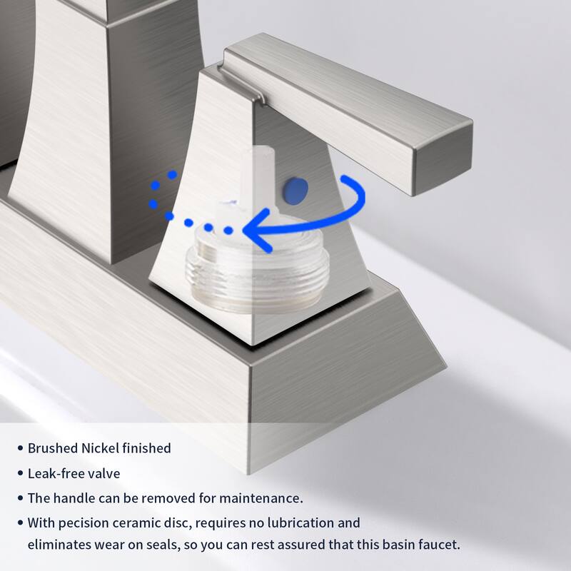 Bathroom Sink Faucet 2-Handle 4 Inch Center-Set Bathroom Sink Faucet,with Overflow Hole and 2 Supply Lines Included