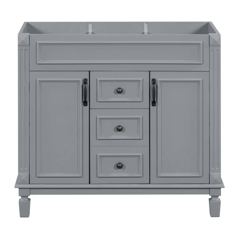 GDFStudio - Arborton Modern Freestanding Bathroom Vanity with 2 Storage Drawers and Soft-Closing Doors (Cabinet only) - 36.3'W - Gray