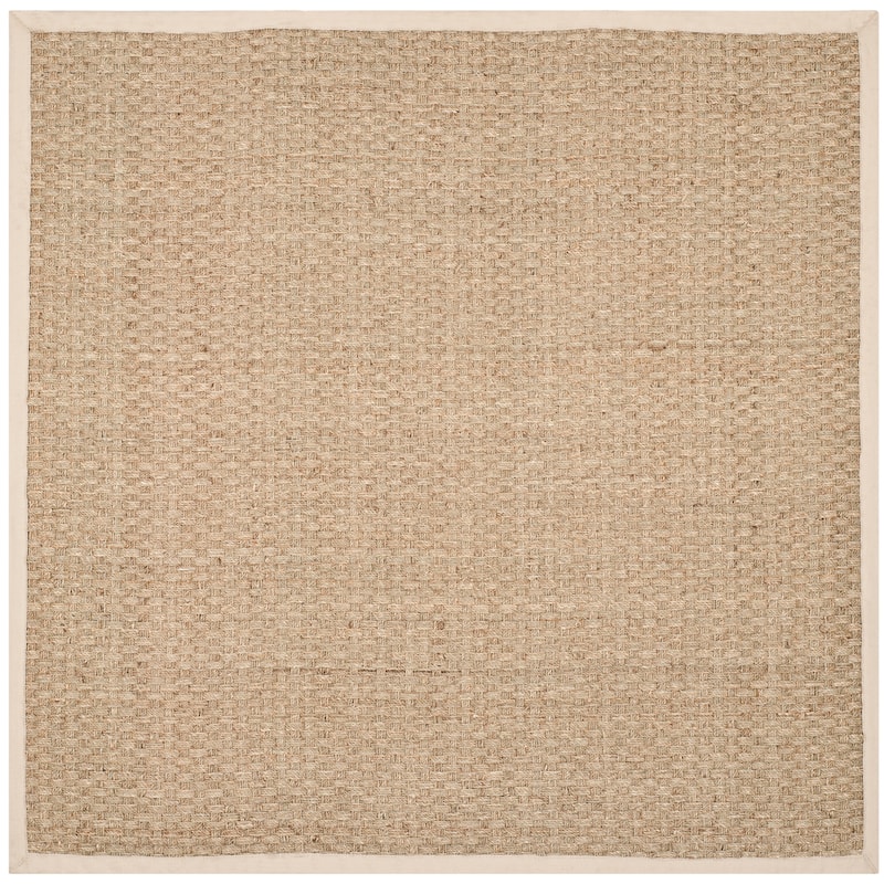 SAFAVIEH Natural Fiber Zymryd Basketweave Seagrass Rug - 5' Square - Natural/Ivory